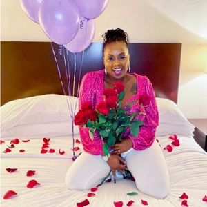 Sequin Deep V-Neck Long Sleeve Blouse